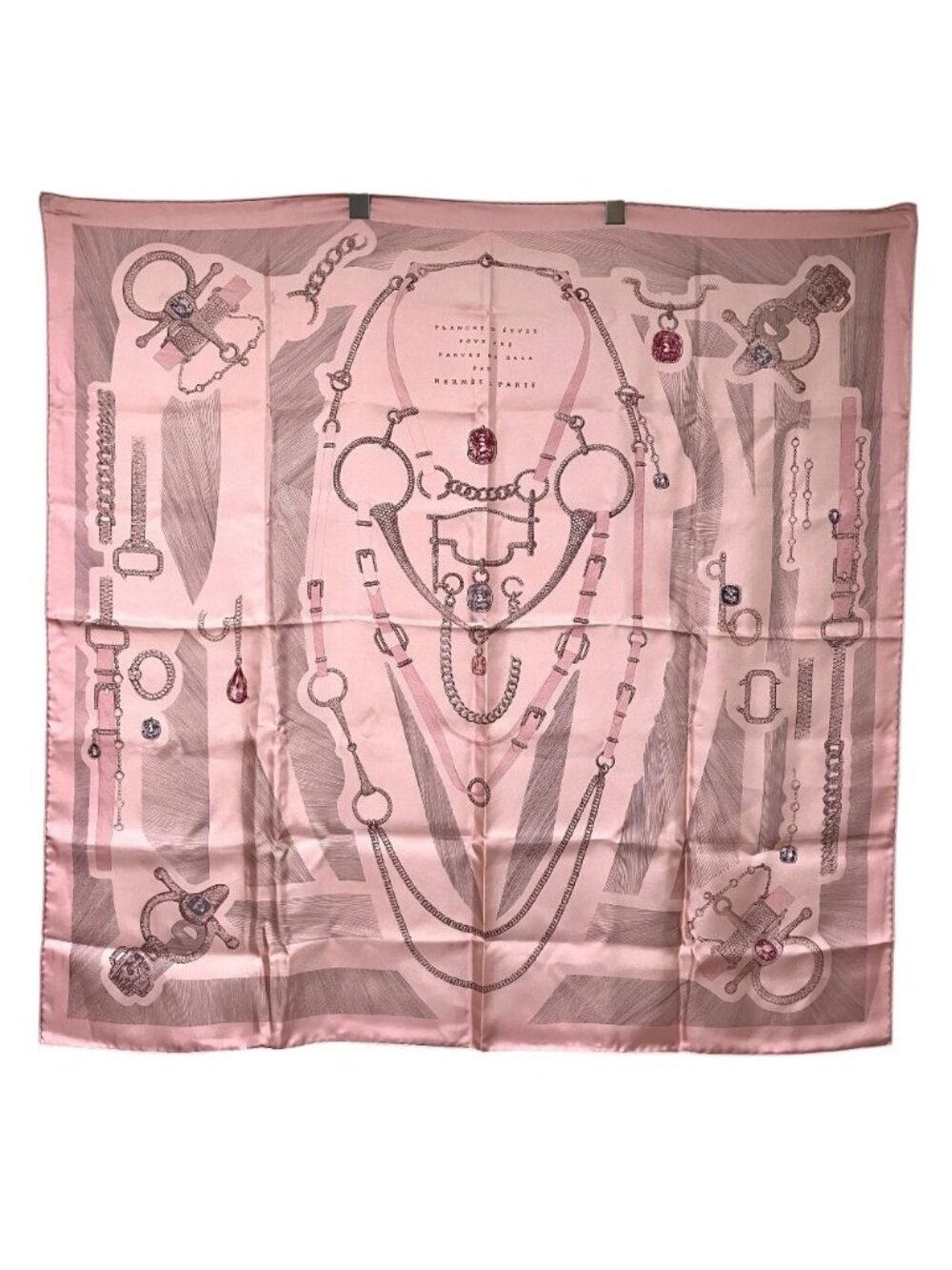 Hermes Etude Pour Une Parure de Gala Formal Carre 90 Large Silk Scarf Pink